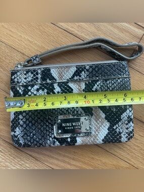 Nine West Snake-Print Wristlet with Metal Logo Plate